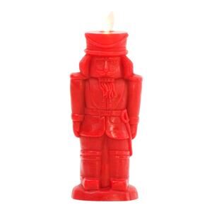 Luminara Flameless Candle Holiday Red Nutcracker Chalky Finish Moving Flame NEW